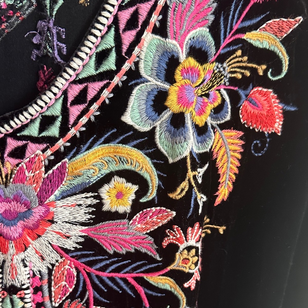 Johnny Was Black Top with Colorful Embroidery - Picture 11 of 17